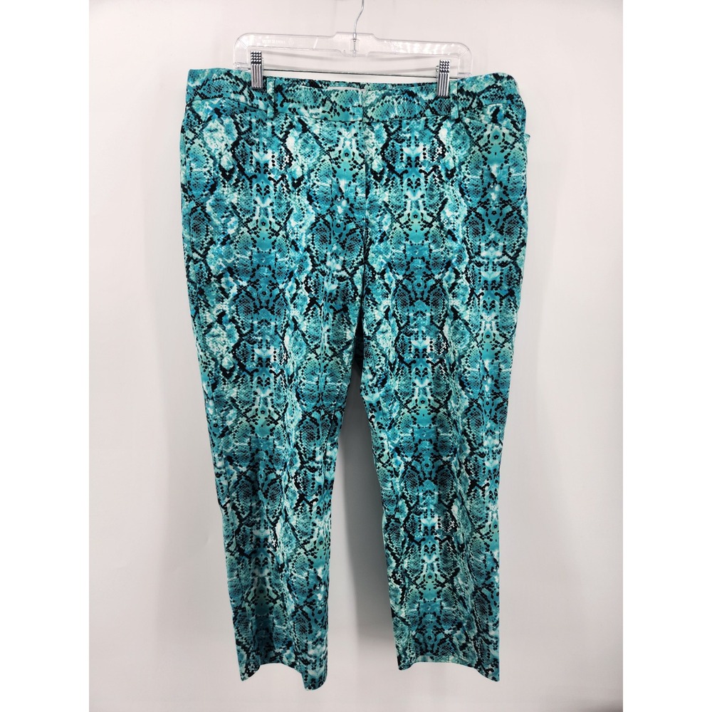 Liz Claiborne‎ Women's Snakeskin Print Cropped Pants Turquoise Size 18